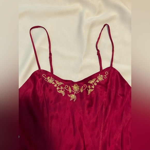 Vintage Victoria’s Secret 100% Silk Golden Embroidered Mini Slip Dress - S - Picture 4 of 11